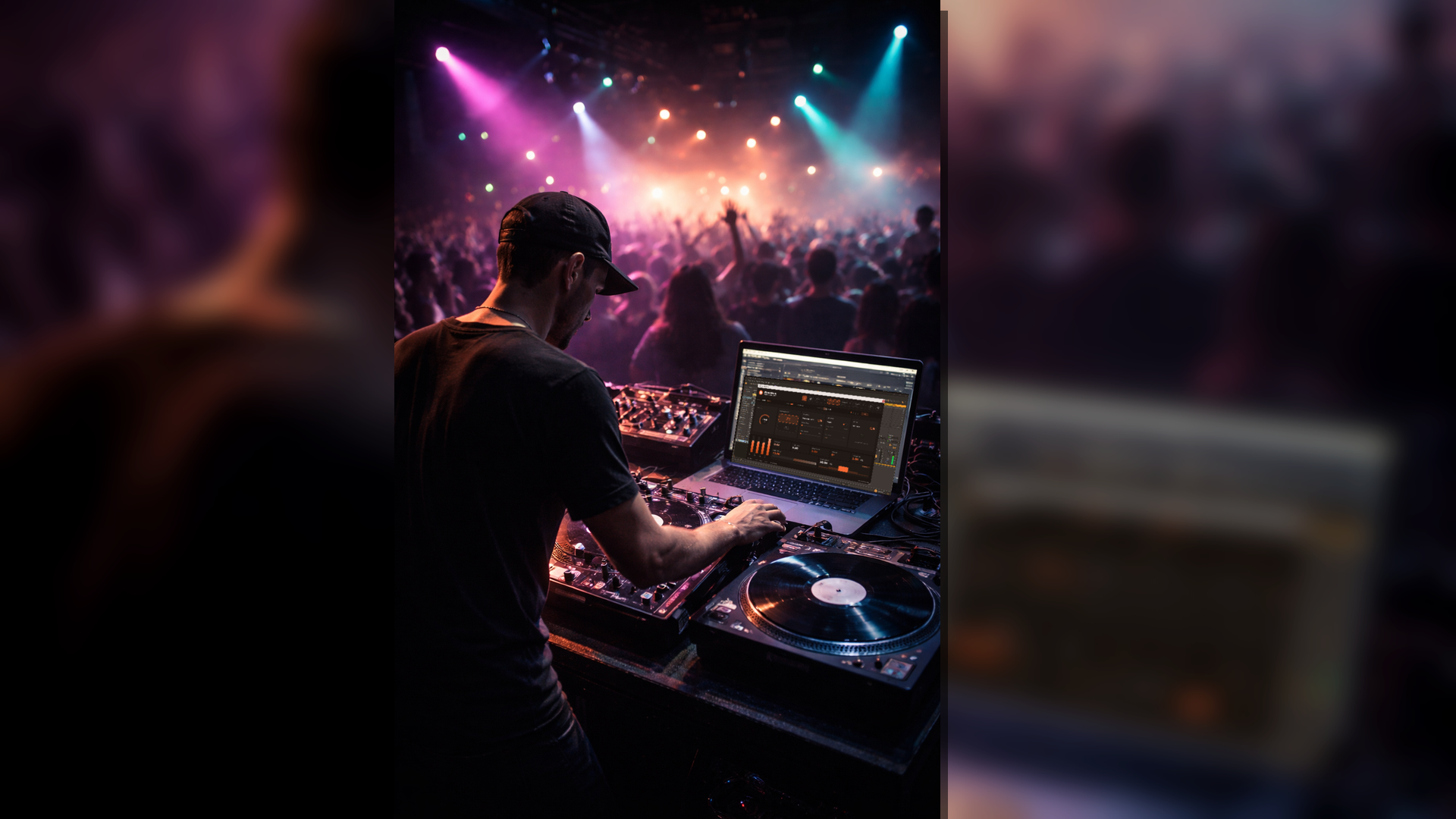 DJ Playing in front of a crowd and using the plugin StudioHum