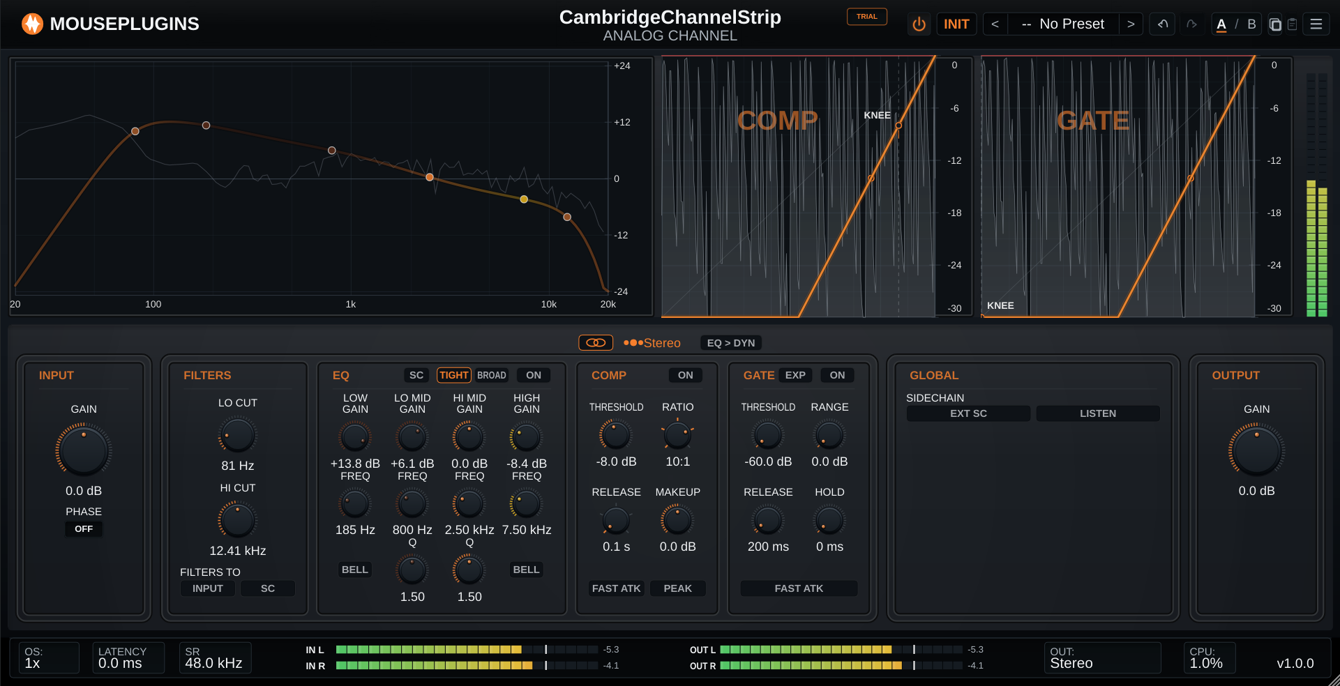 Cambridge Channel Strip interface